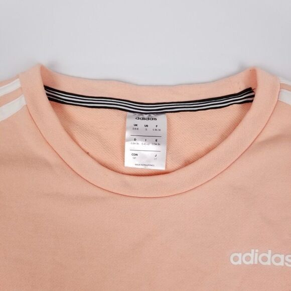 adidas Climalite Pink 3 Stripes Crewneck Active Athletic Sweatshirt Athleisure - Picture 5 of 6